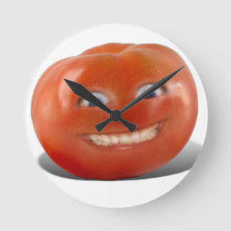 Happy Face Smiling Tomato Round Clock