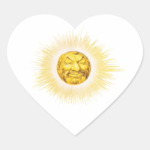 Happy face Sun Heart Sticker