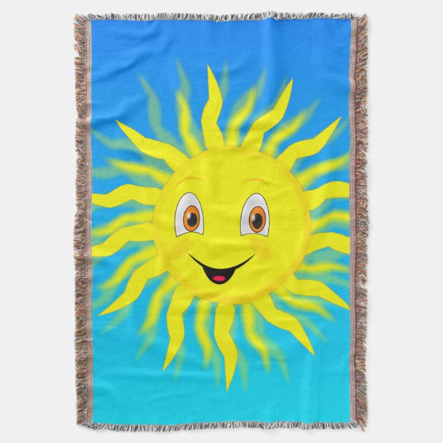 Happy Face Sunshine  Throw Blanket (Front Vertical)