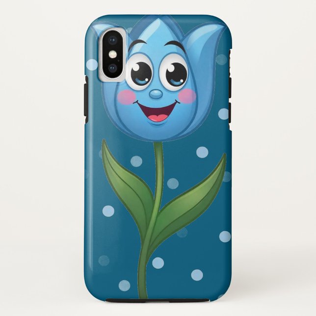 Happy Face Tulip iPhone / iPad case (A vibrant blue flower on iPhone Case!)