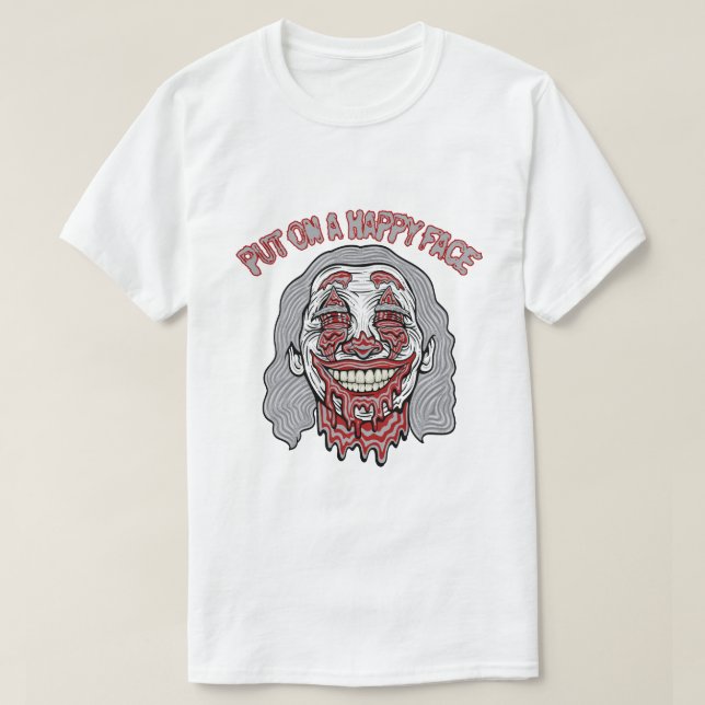 Happy Face Villain Tee – Smiling with a Dark Side (Design Front)