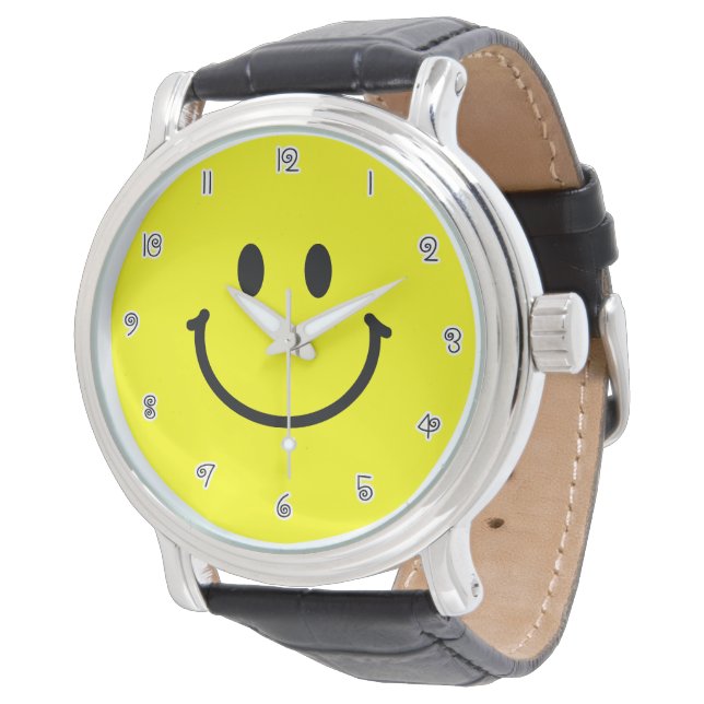 Happy Face Wall Art Decor Watch (Angled)