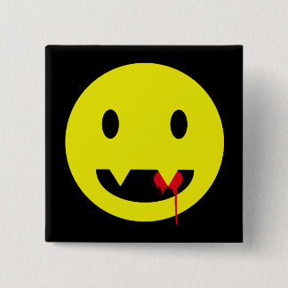 Happy Face with Fangs and Blood Tshirts 15 Cm Square Badge