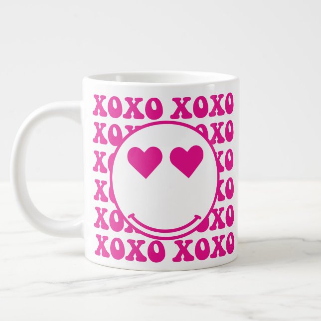 Happy Face, xoxo, valentine, custom mug, cup (Left)