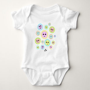 Happy faces in pastel - fun and cute baby bodysuit