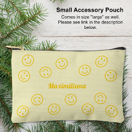 Happy Faces - Yellow - SMALL Accessory Pouch