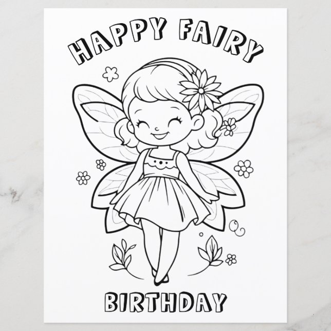 Happy fairy birthday party activity (Front)