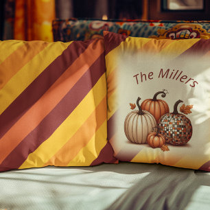 Happy Fall Autumn coloured pattern personalised Cushion