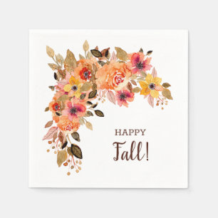 Happy Fall Autumn Flowers Napkin