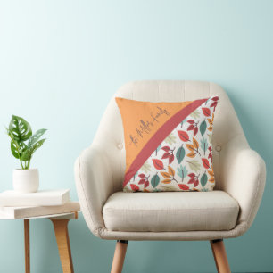 Happy Fall Autumn personalised leaves pattern Cushion