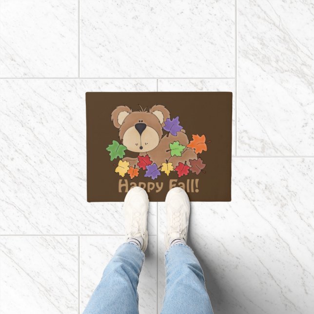 Happy Fall bear door mat (Indoor)