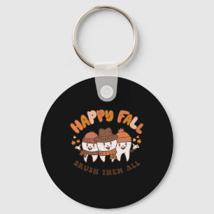Happy Fall Brush Them All Dentist Teeth Thanksgivi Key Ring
