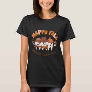 Happy Fall Brush Them All Dentist Teeth Thanksgivi T-Shirt