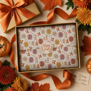 Happy Fall Chrysanthemum Autumn Floral Mums Tissue Paper