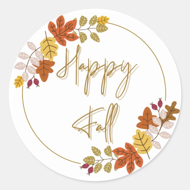 Happy Fall Classic Round Sticker (Front)