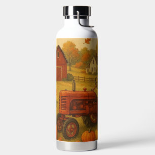 Happy fall classic tractor and farm water bottle