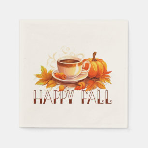 Happy Fall Coffee Pumpkin Napkin