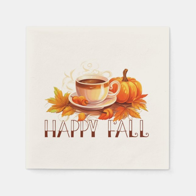 Happy Fall Coffee Pumpkin Napkin (Front)