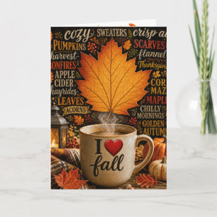 Happy Fall Coffee with Word Cloud Card