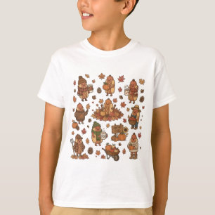 Happy Fall Cute Hot Dog Pumpkin Harvest T-Shirt
