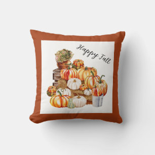 Happy Fall Farmhouse Pumpkins Cushion