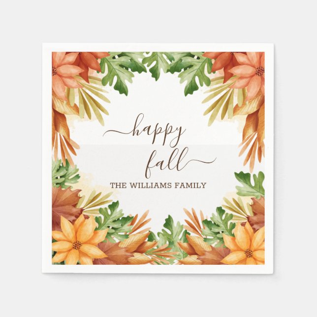 Happy Fall Foliage Cocktail Napkin (Front)