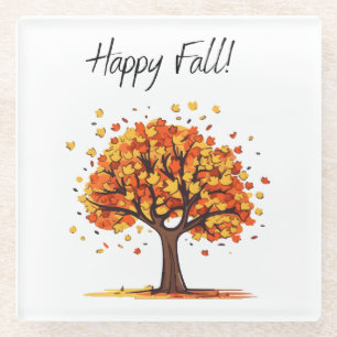 Happy Fall! Glass Coaster