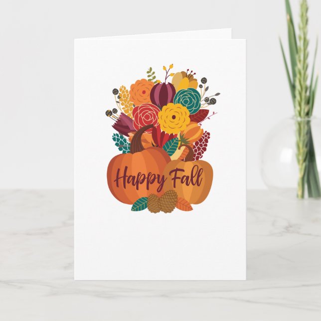 Happy Fall Greeting Card with Fall Bouquet (Front)