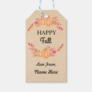Happy Fall Harvest Festival Gift Tags Pumpkin Tag