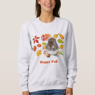 Happy Fall Orange Leaves and Squirrel Seasonal Sweatshirt