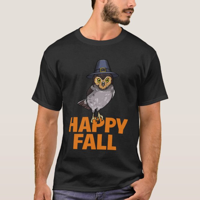 Happy fall Owls Head Pumpkin Women Big Owl  Birds  T-Shirt (Front)