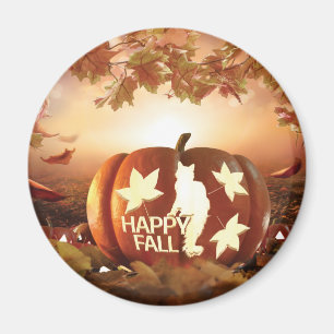 Happy Fall Pumpkin Cat Magnet