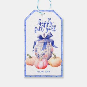 Happy Fall Pumpkin Chinoiserie Ginger Jar Gift Tags