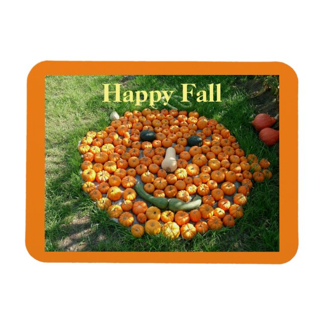 Happy Fall Pumpkin Face Magnet (Horizontal)
