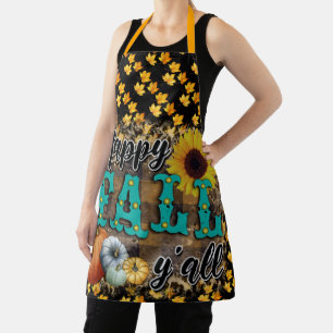Happy Fall Pumpkin Flower Elegant Apron