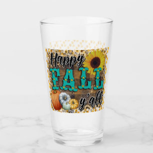 Happy Fall Pumpkin Flower Elegant Glass