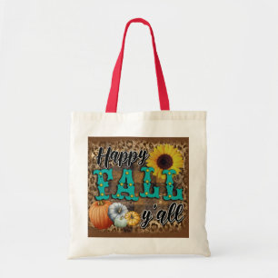 Happy Fall Pumpkin Flower Elegant Tote Bag