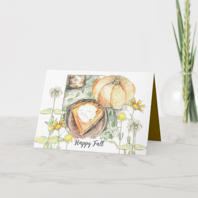 Happy Fall Pumpkin Pie Coffee Break Card (Front)