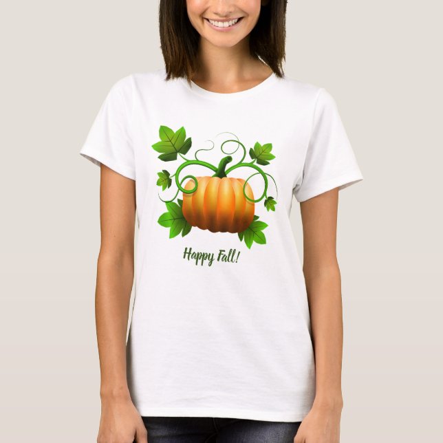 Happy Fall Pumpkin Womens Tshirt (Front)