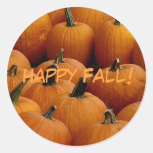 Happy Fall, pumpkins Classic Round Sticker