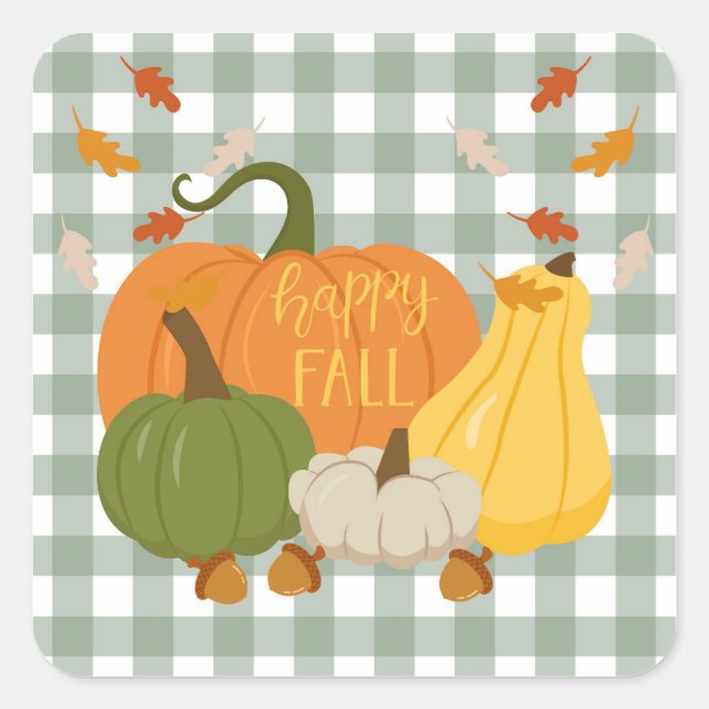  Happy Fall Pumpkins Square Sticker (Front)