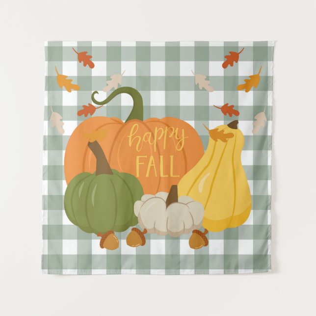 Happy Fall Pumpkins Tapestry (Front)