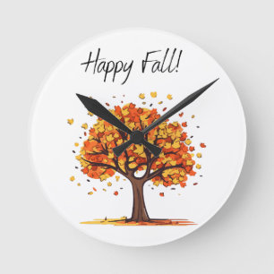 Happy Fall! Round Clock