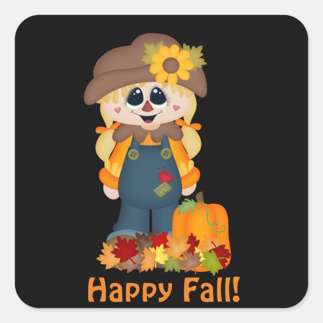 Happy Fall scarecrow Seasonal sticker (Front)