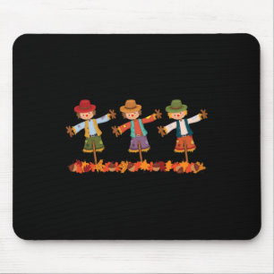 Happy Fall Scarecrows Colourful Autumn Leaves Acor Mouse Mat