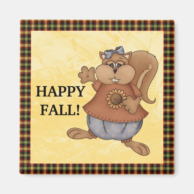 Happy Fall Squirrel magnet (Front)
