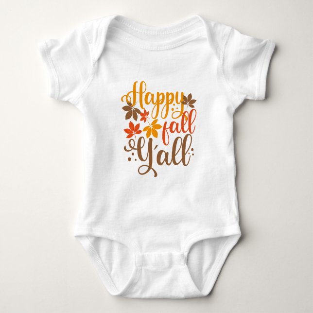 Happy Fall to Y'all Baby Bodysuit (Front)