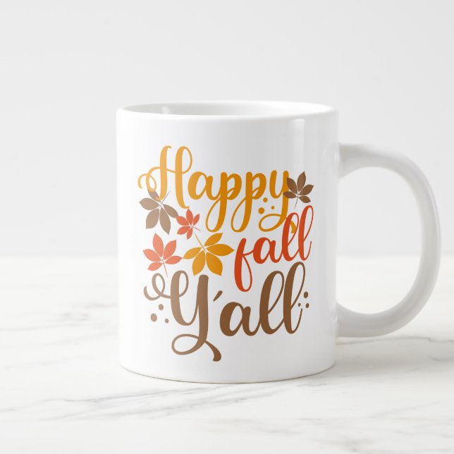 Happy Fall to Y'all Large Coffee Mug (Right)