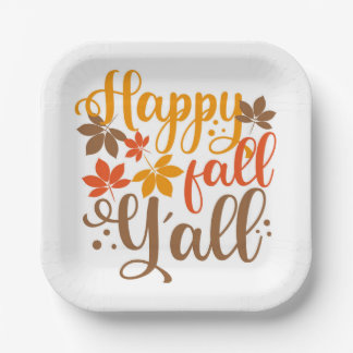 Happy Fall to Y'all Paper Plate