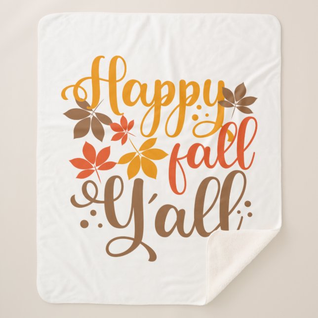 Happy Fall to Y'all Sherpa Blanket (Front)